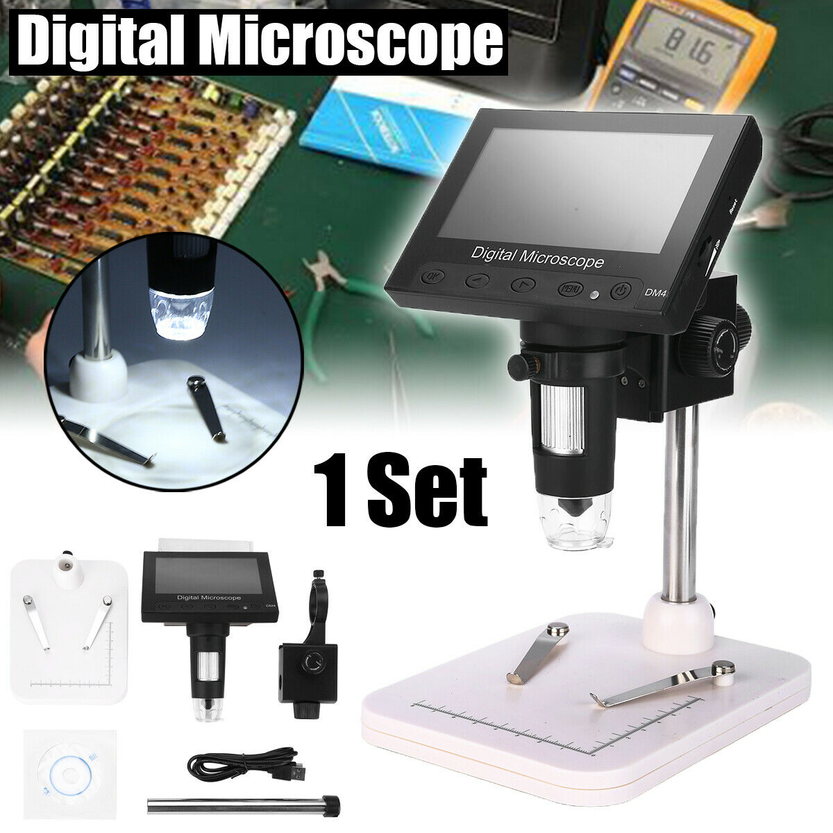 1000X Usb Digitale Elektronische Microscoop 4.3 ''HD720P Lcd Digitale Microscoop Draagbare Desktop Elektronische Endoscoop Vergrootglas DM04