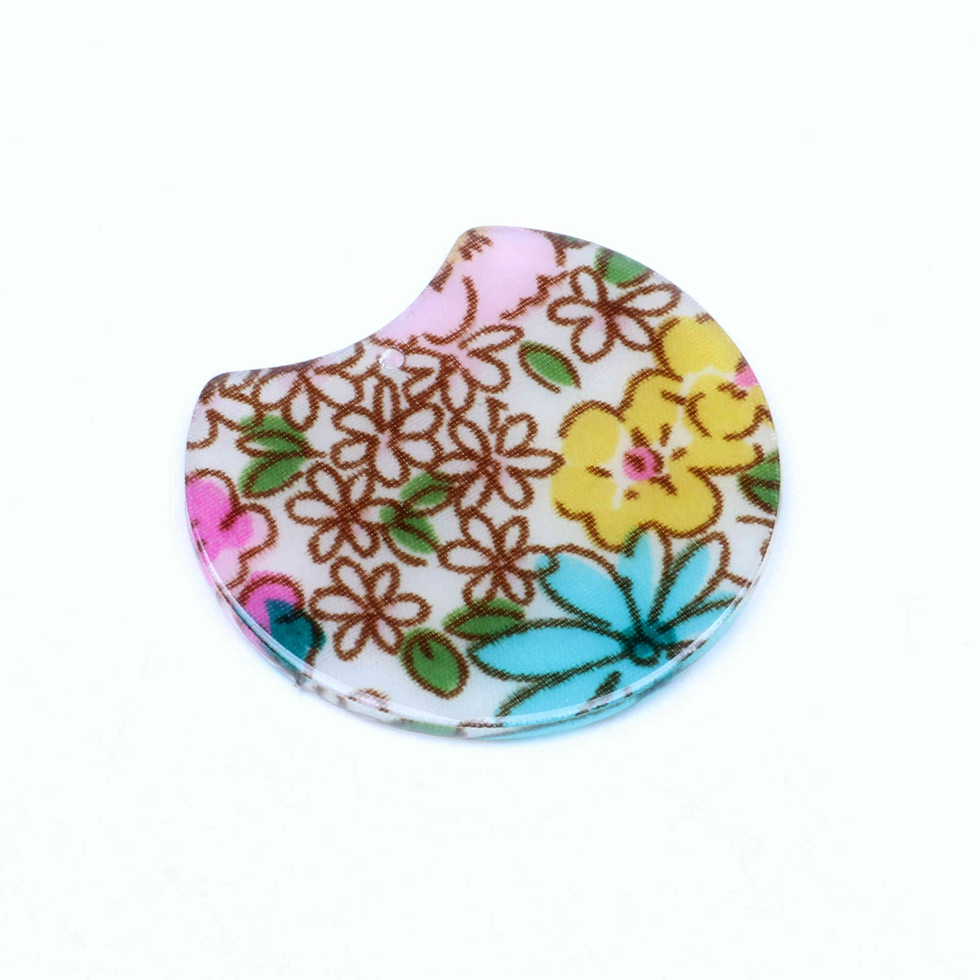 Tortoise Shell Earring Charm,Acetate Acrylic Beads,Special Round Shaped Pendants,Boho,Circle Cutout Earrings Parts,36mm-ACE182: Rhodium Plated