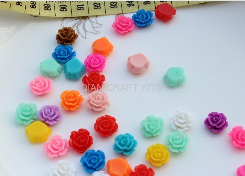 350pcs Resin rose flower flatback resin cabochons mixed colors 14mm for nail art,cell phone decor,Jewelry supplies