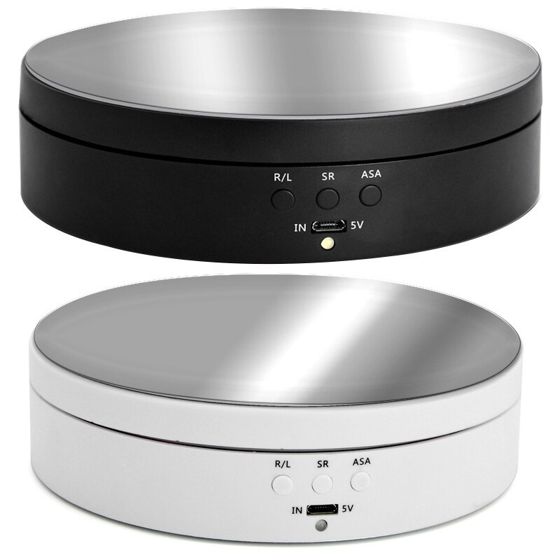 3 Speeds Electric Rotating Table Display Stand Mirror 360 Degree Adjustable Angle Round Display Table Turntable Jewelry Holder