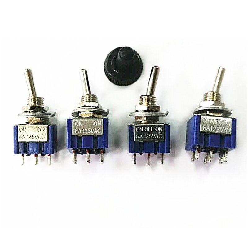 10pcs MTS-102 MTS-103 MTS-202 MTS-203 Miniature Toggle Switch Single Pole Double Throw ON-OFF-ON/ON-ON 120VAC 6A