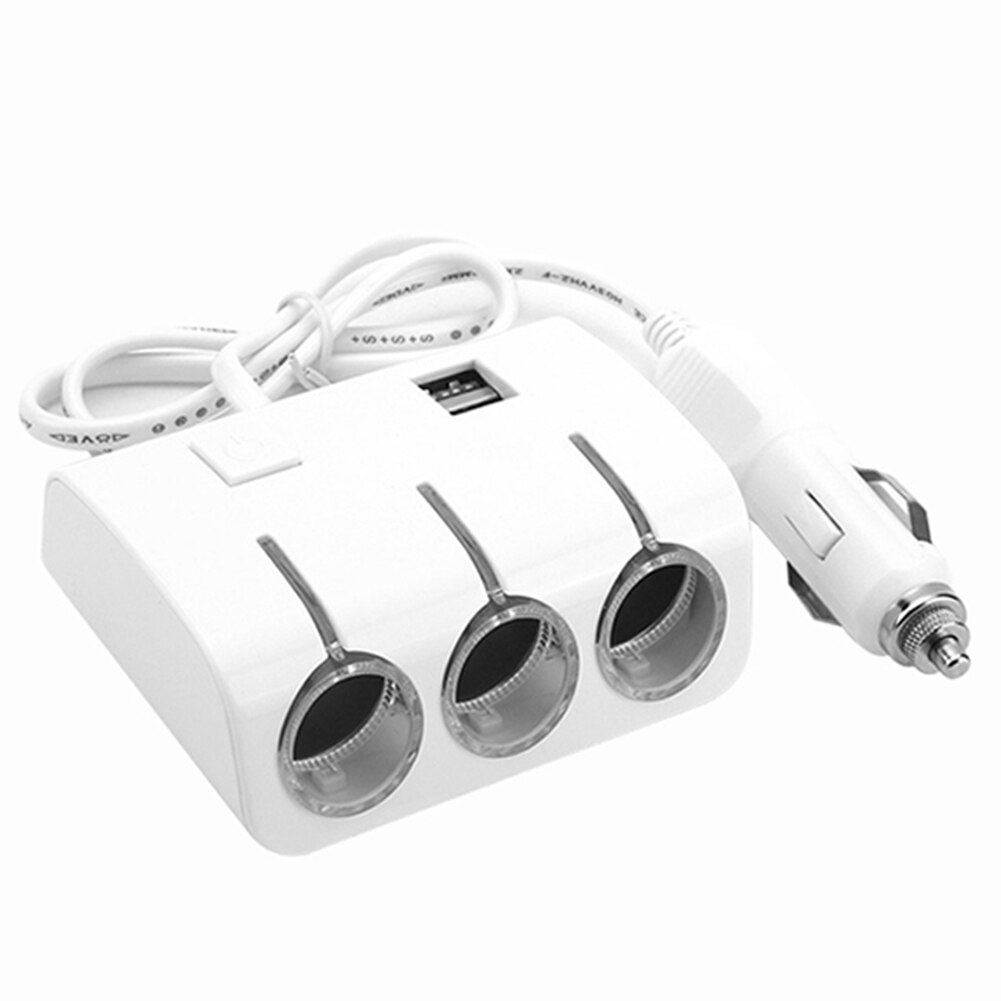 Dubbele usb-poort autolader 1.2a auto sigarettenaansteker splitter plug led autolader adapter voor iphone xr  xs 11 pro samsung  s10 s9: Wit