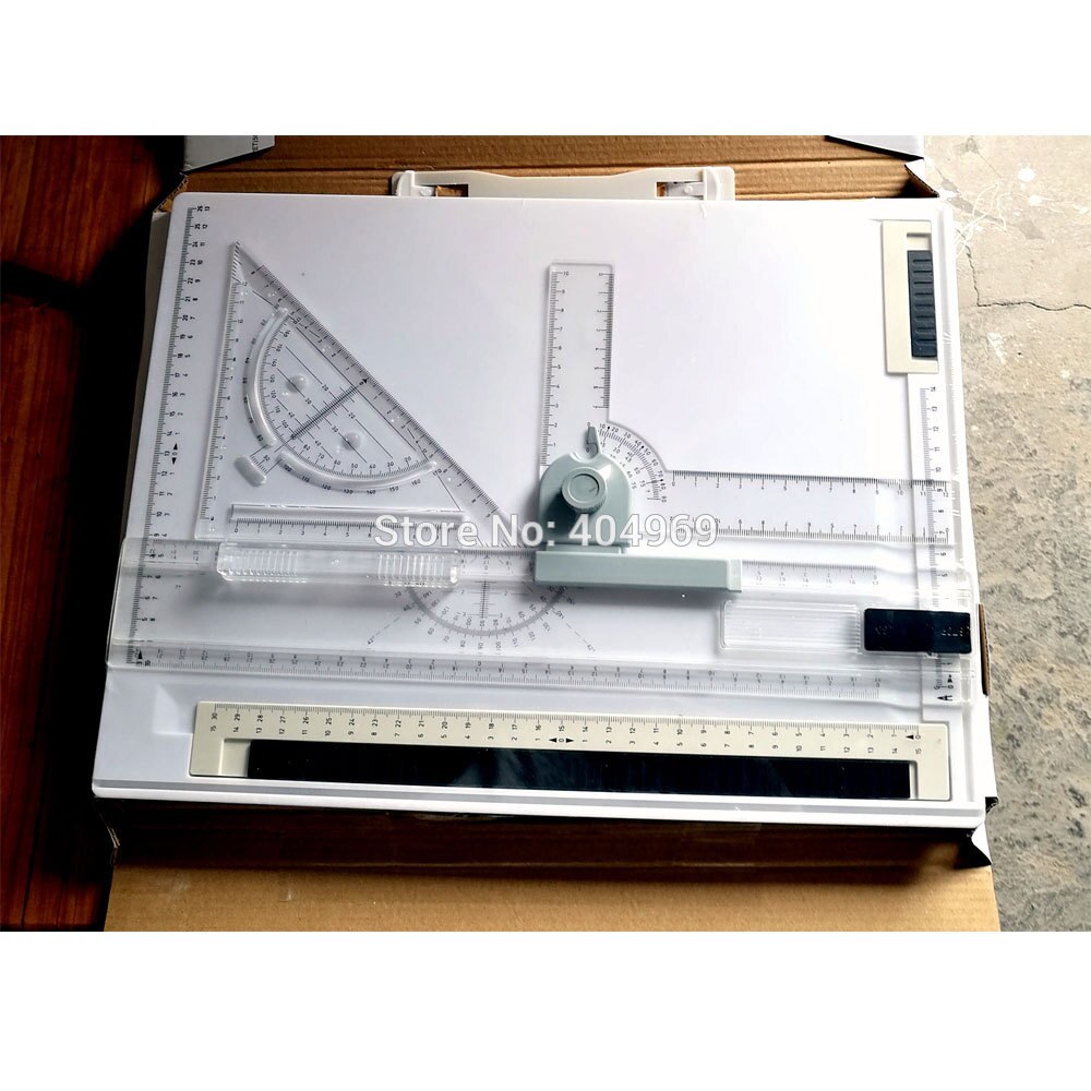GPA402 a4 drawing board with horizontal ruler 1PC and 1PC triangle ruler and 1PC A4 board