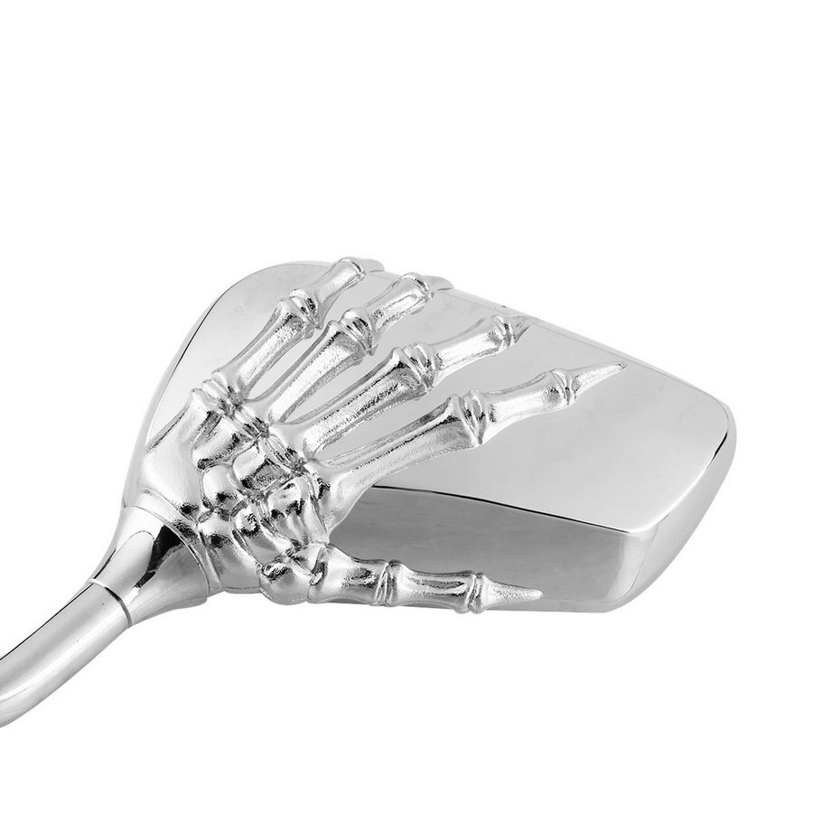 Universal Motorcycle Chrome Skeleton Skull Style Hand Claw Side Rear View Mirrors 10mm Easy To Install