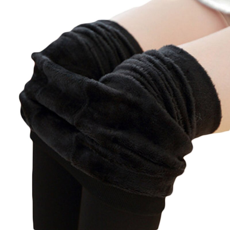 Autumn and winter plus velvet thickened leggings women's plus size pearl velvet one-piece pants, outer wear thermal pants: BK