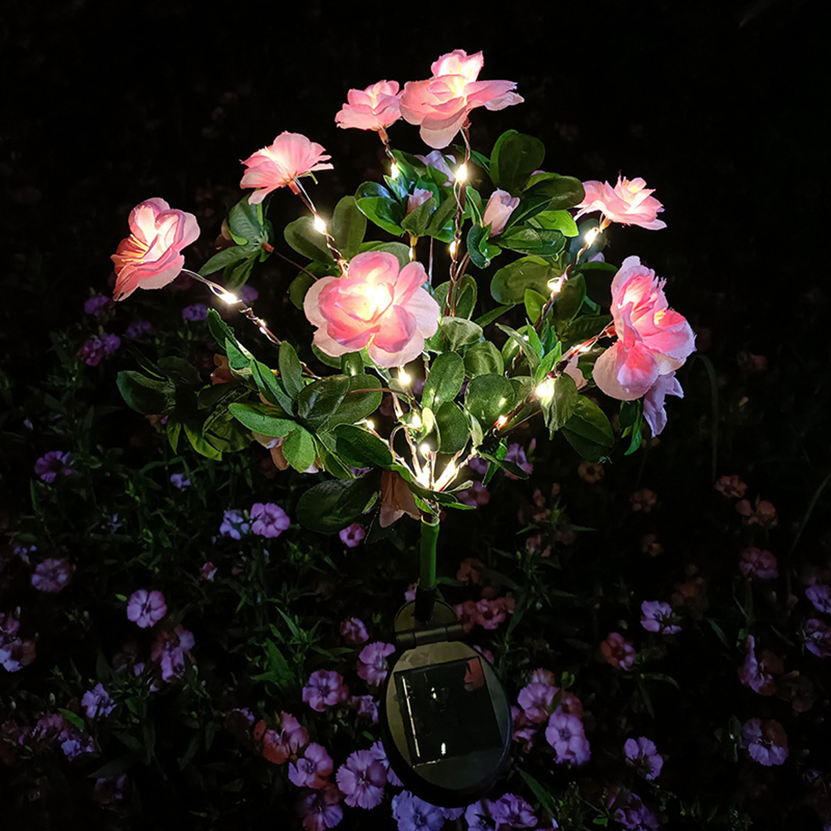 Azalea-plænelampe med 7 hoveder, blomsterlanterne til udendørs belysning, festhave, have, dekorative blomster, solcelle-led, varme lys: Rose