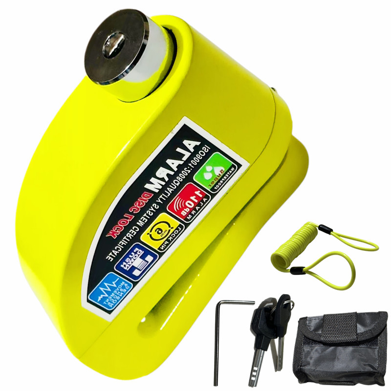 waterdicht motorfiets alarmslot fietsslot beveiliging anti-diefstal slot motor schijfrem slot + tas + herinnering touw: green