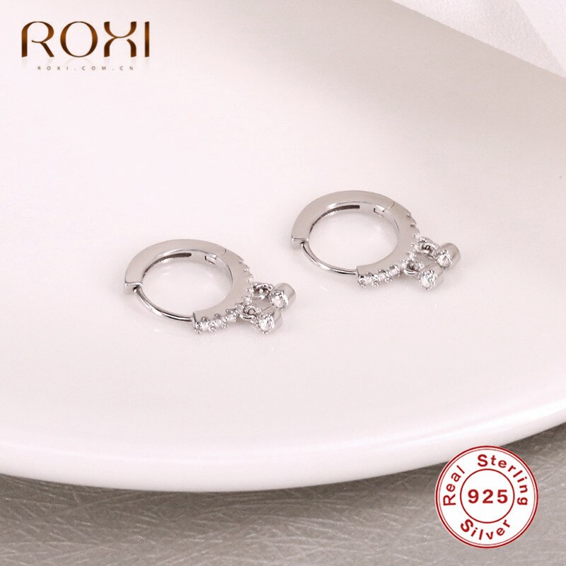 Roxi 925 Sterling Zilver Cz Cirkel Kleine Stud Oorbellen Voor Vrouwen Huggies Sieraden Enkele Rij Zirkoon Ronde Oorbel Bruiloft Sieraden
