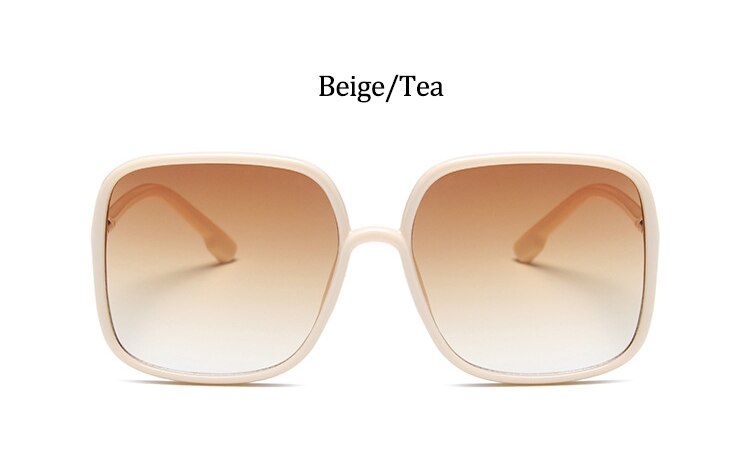 Oversized Square Glasses Women Clear Black Big Frame Retro Transparent Optical Computer Glasses Frame Eyeglasses: Beige Tea