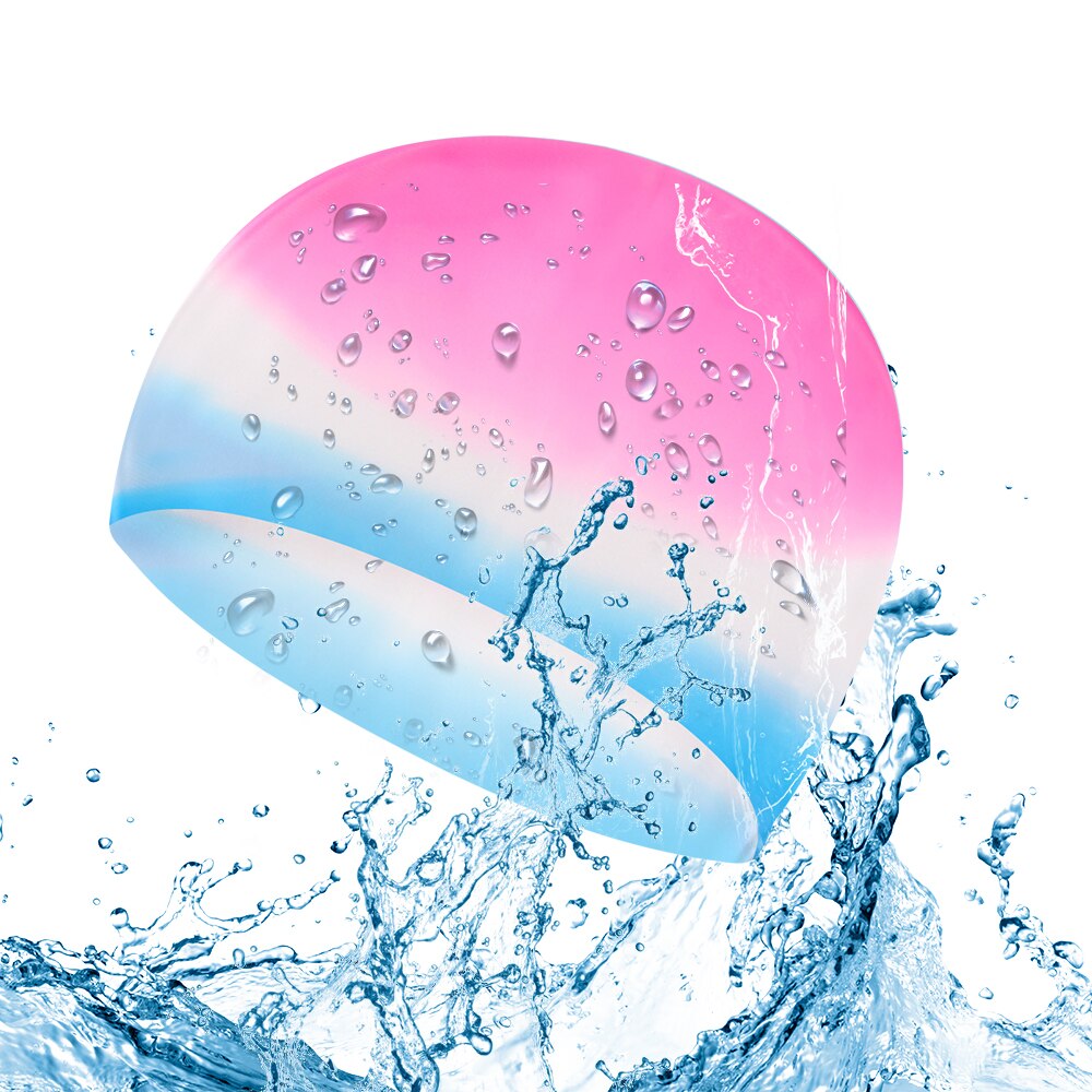 Women Men Swimming Cap Waterproof Fabric Protect Ears Long Hair Sports Siwm Pool Swimming Hat Swimming Accessories: Clear