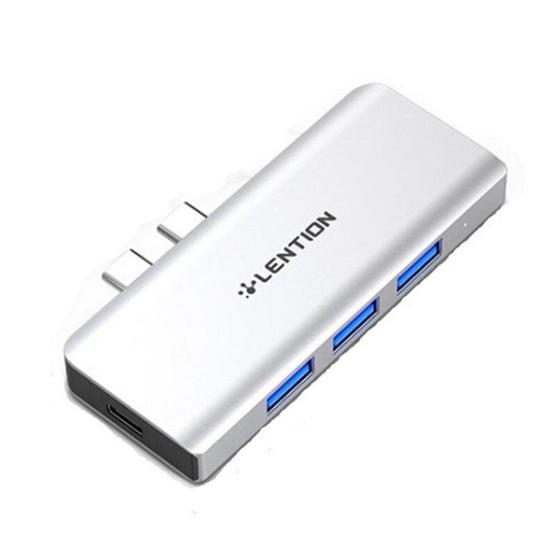 LENTION USB Hub With 100W Power ,3 USB 3.0, SD/Micro-SD/TF Card Reader Adapter For M1 Pro: Silver