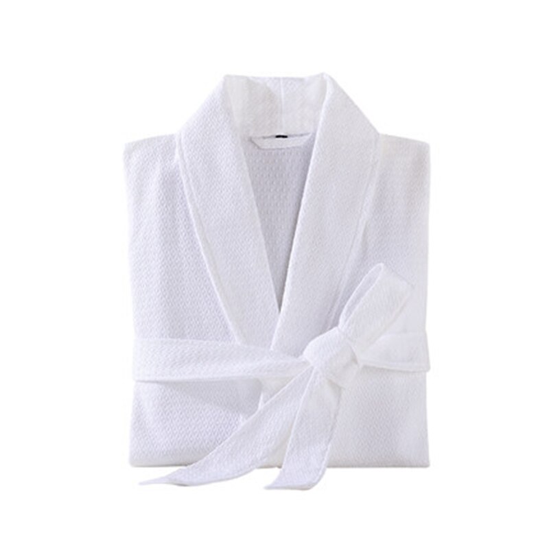 100% Katoen Mannen Badjas Borduren Wafel Zachte Kimono Gewaad Hotels absorberende Nacht Kamerjas pijamas Bruidsmeisje unisex Robe: White / L