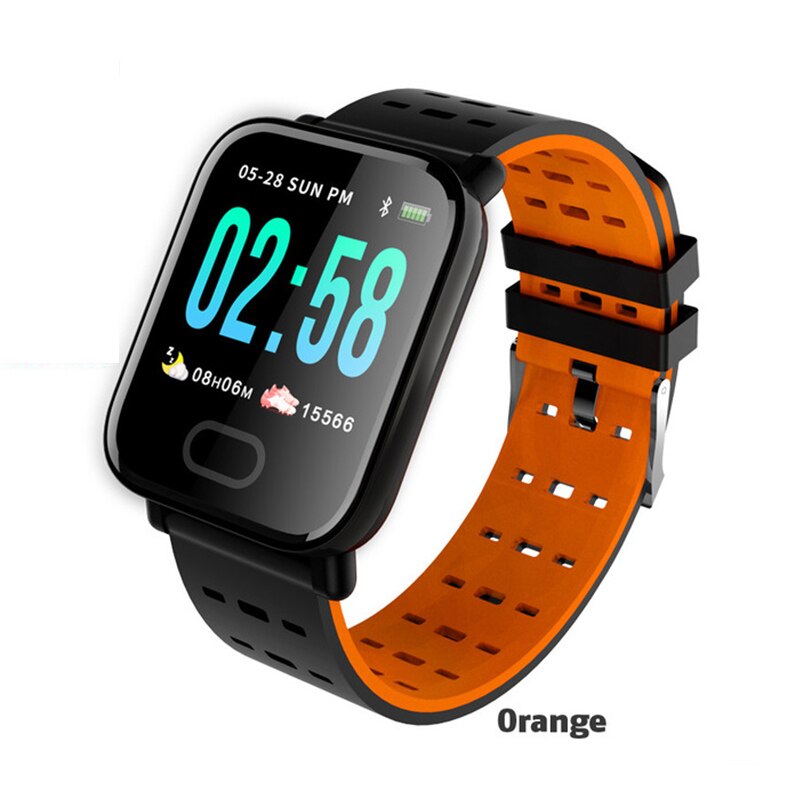 A6 fitnessband smart klocka smart band armband smartband bond touch sport puls blodtryck hälsa armband smartwatch: Orange