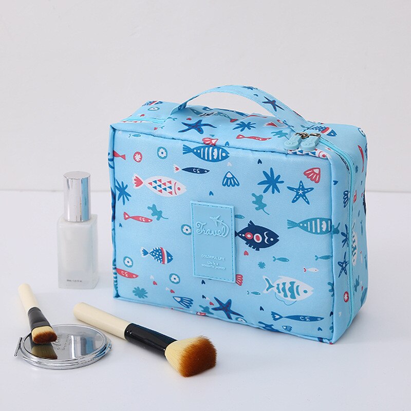 Multifunction Travel Cosmetic Bag Neceser Women Makeup Bags Floral Toiletry Organizer Waterproof Flamingo Storage Make up Cases: 9