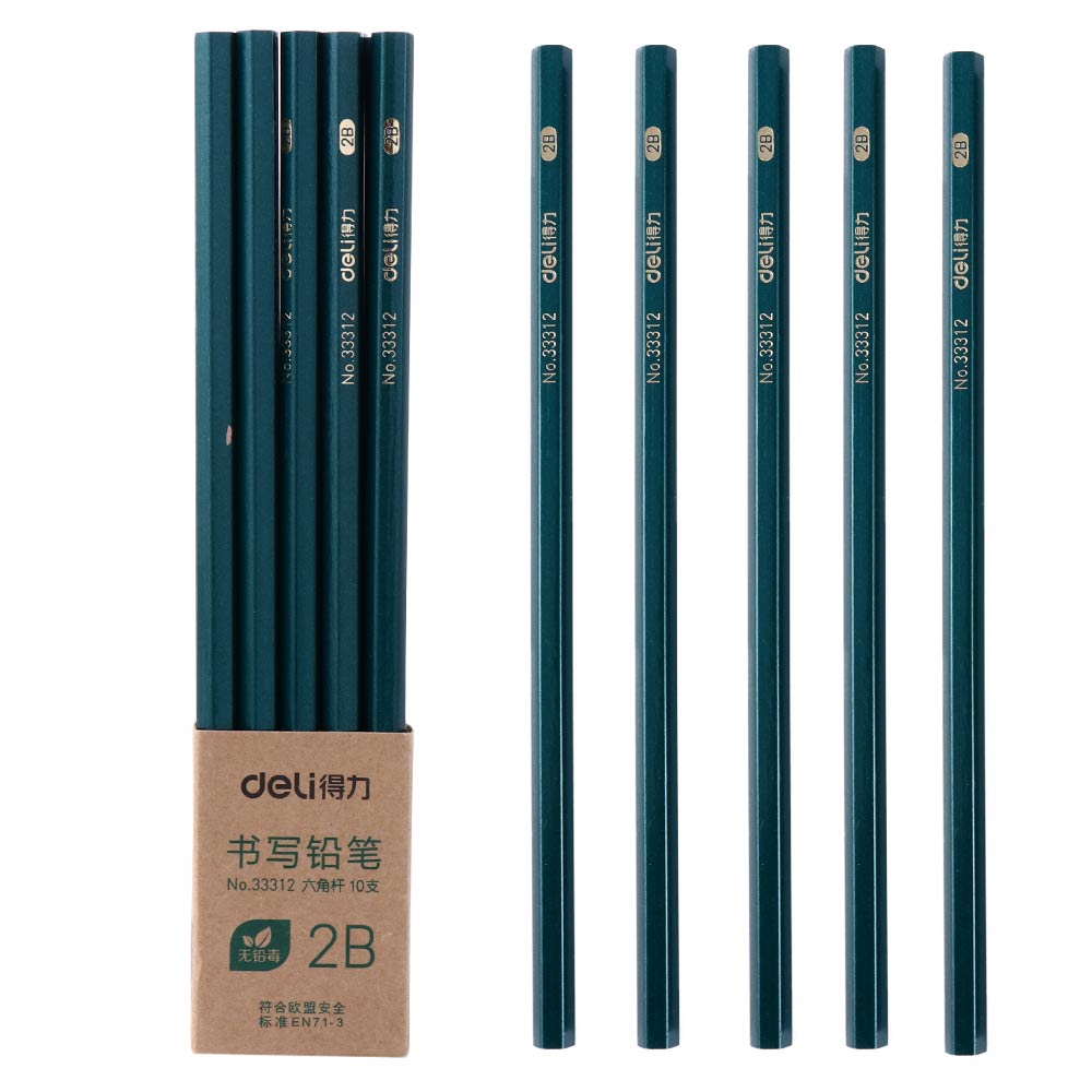 Soft Medium Hard 2B Drawing Pencil Black Sketch HB Writing Pencil Durable Art Supplies Pencil Set: 2B 10 branch