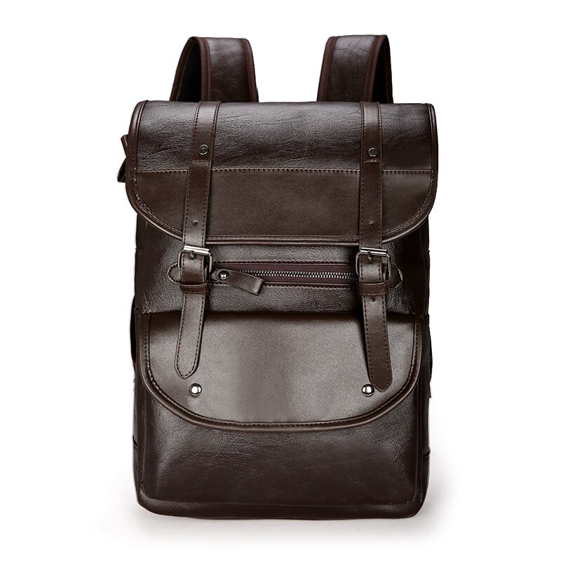 Männer Rucksack Leder Bagpack Große Laptop Rucksäcke Männlichen Mochilas retro Schul Für Jugendliche Jungen Patchwork Farbe Braun Schwarz: dunkel Braun