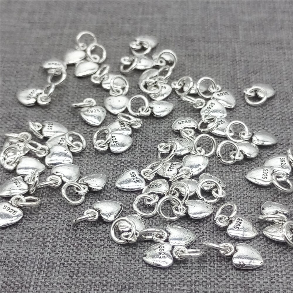20pcs of 925 Sterling Silver Tiny Love Heart Charms for Bracelet Necklace