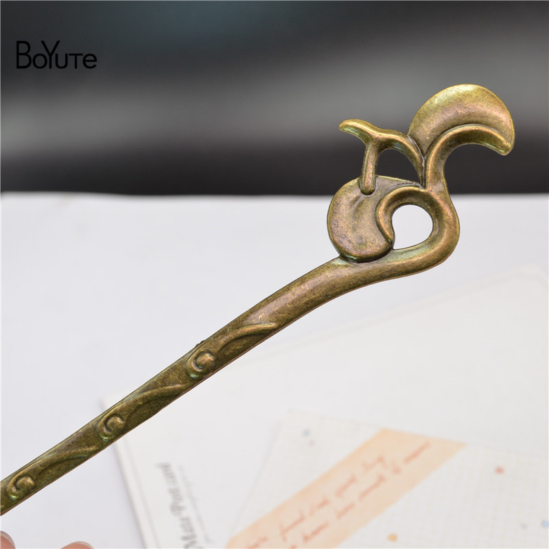 BoYuTe (10 stuks/partij) Vintage Metalen Haar Stok Bladwijzer Dubbele Gebruik Diy Handgemaakte Sieraden Accessoires: 157x32MM Bronze