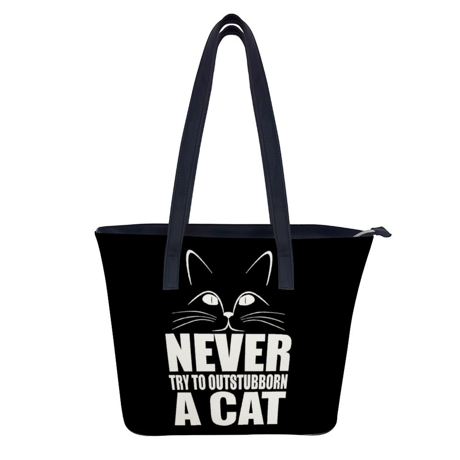 Sac à main en cuir de plage réutilisable, sac à bandoulière de chat drôle, poignée à la , sac de Shopping pour fille: white-style1-19
