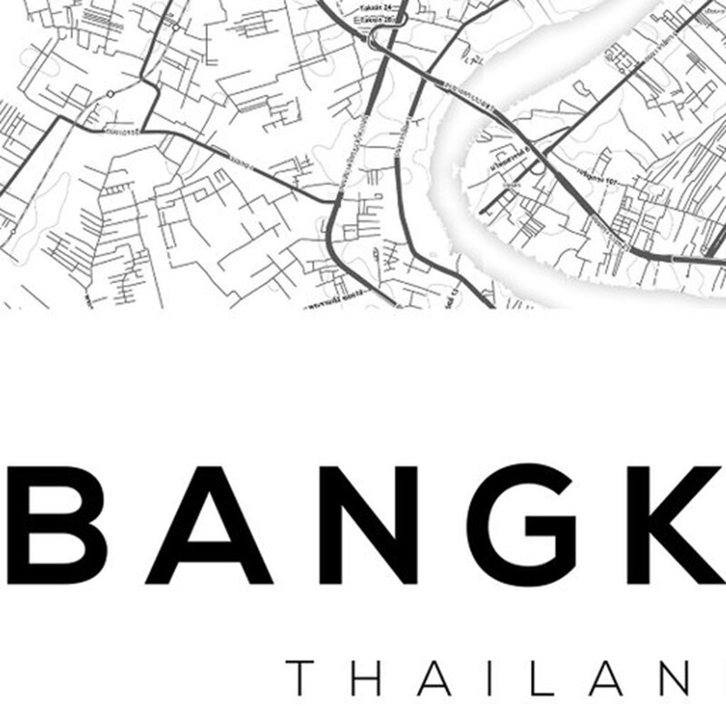Bangkok Map Posters En Prints, thailand Reizen Stad Kaart Canvas Schilderij Moderne Chiang Mai Kaart Foto Thuis Wall Art Decor