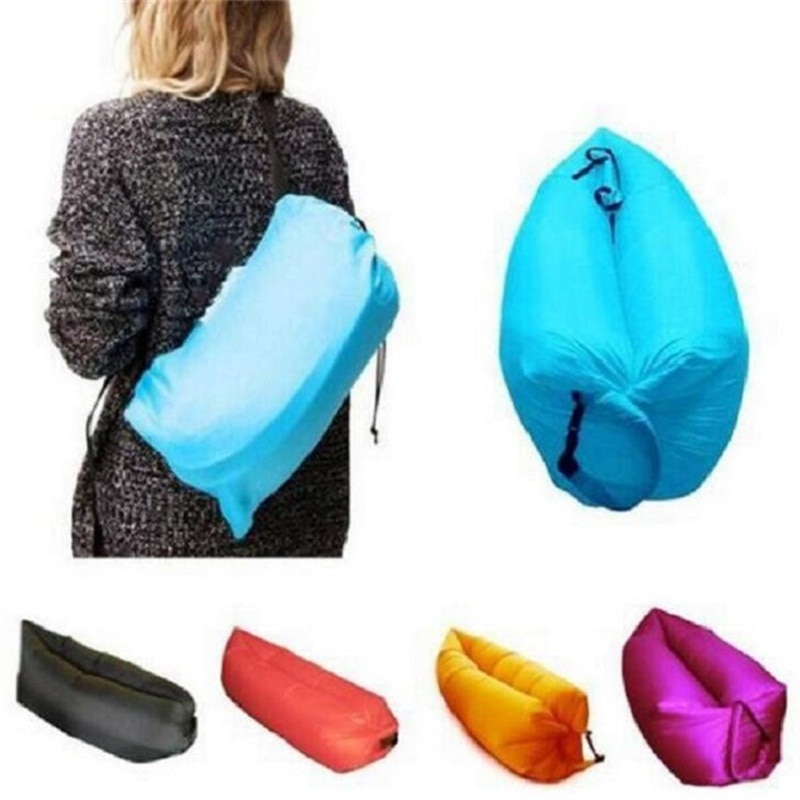 Inflatable Lounger Air Sofa Lightweight Beach Sleeping Bag Air Hammock Folding Rapid Inflatable Sofa for Beach, Camping, Travel