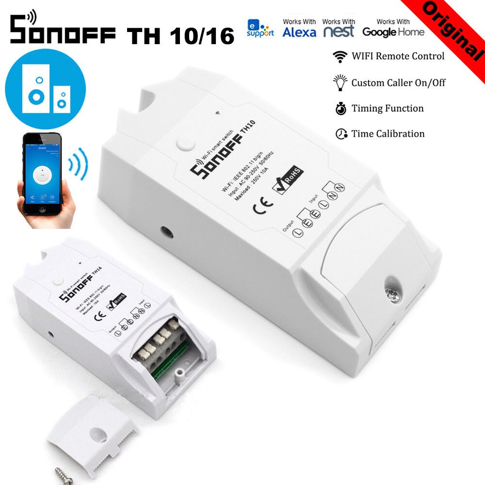 SONOFF TH10 / TH16 RF Basic Pow Dual, Wifi inteligente interruptor inteligente WiFi en casa módulo inalámbrico automatización, trabajar con Alexa Google