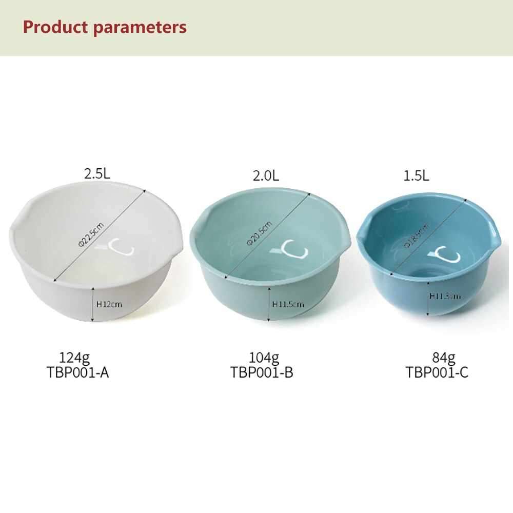3 PCS Mixing Bowls Multi-Purpose Plastic Mixing Bowl Salad Bowl Kitchen Vegetable Fruit Bowl Stackable Bowls Set