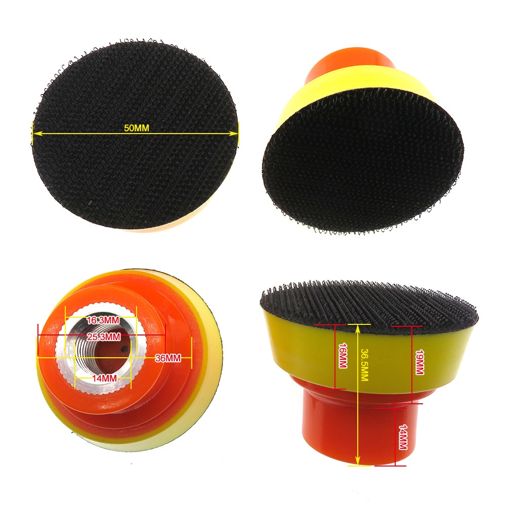 2 inch Hard density Edge Backing Plate Hook & Loop for Rotary Polisher Adhesive Back Plate M14 50MM for Buffing Pads