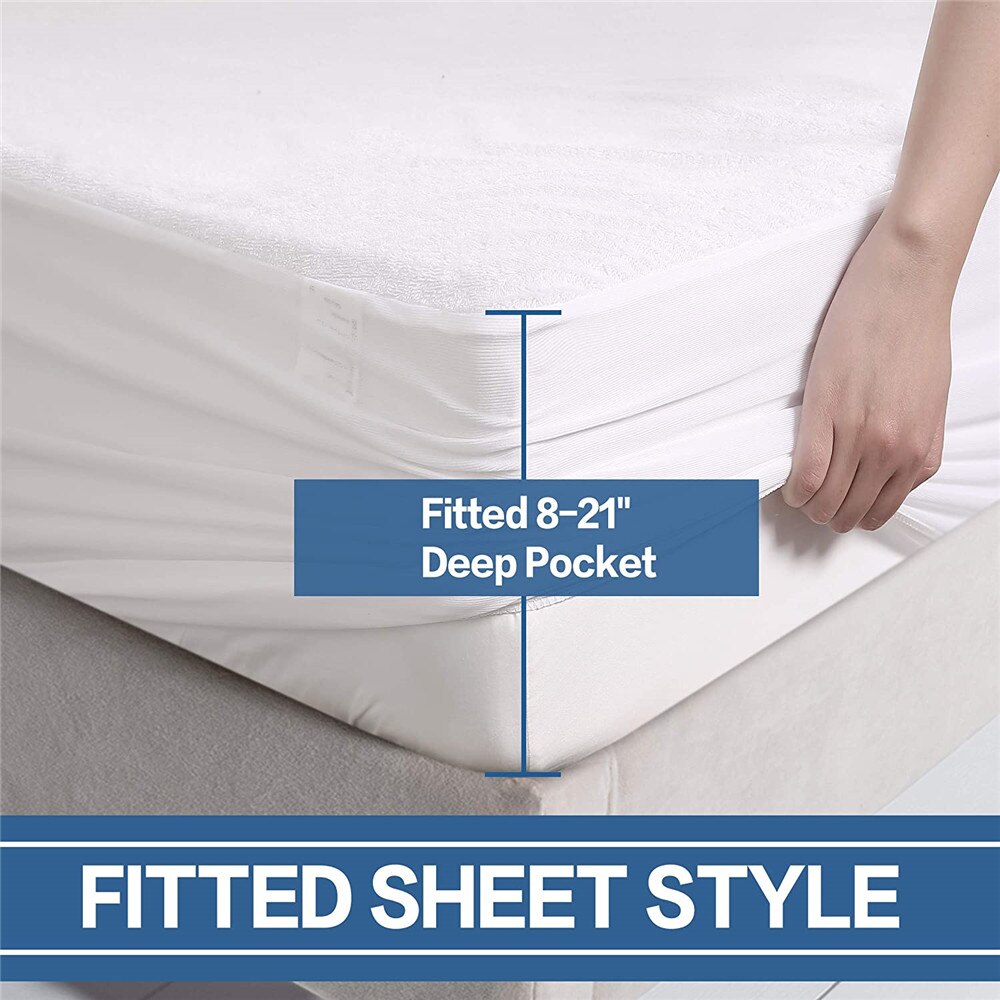 Waterdichte Matrasbeschermer Ademend Geruisloze Hoeslaken Elastische Band Matras Cover Diepe Zak 8 "-21" Bed vel