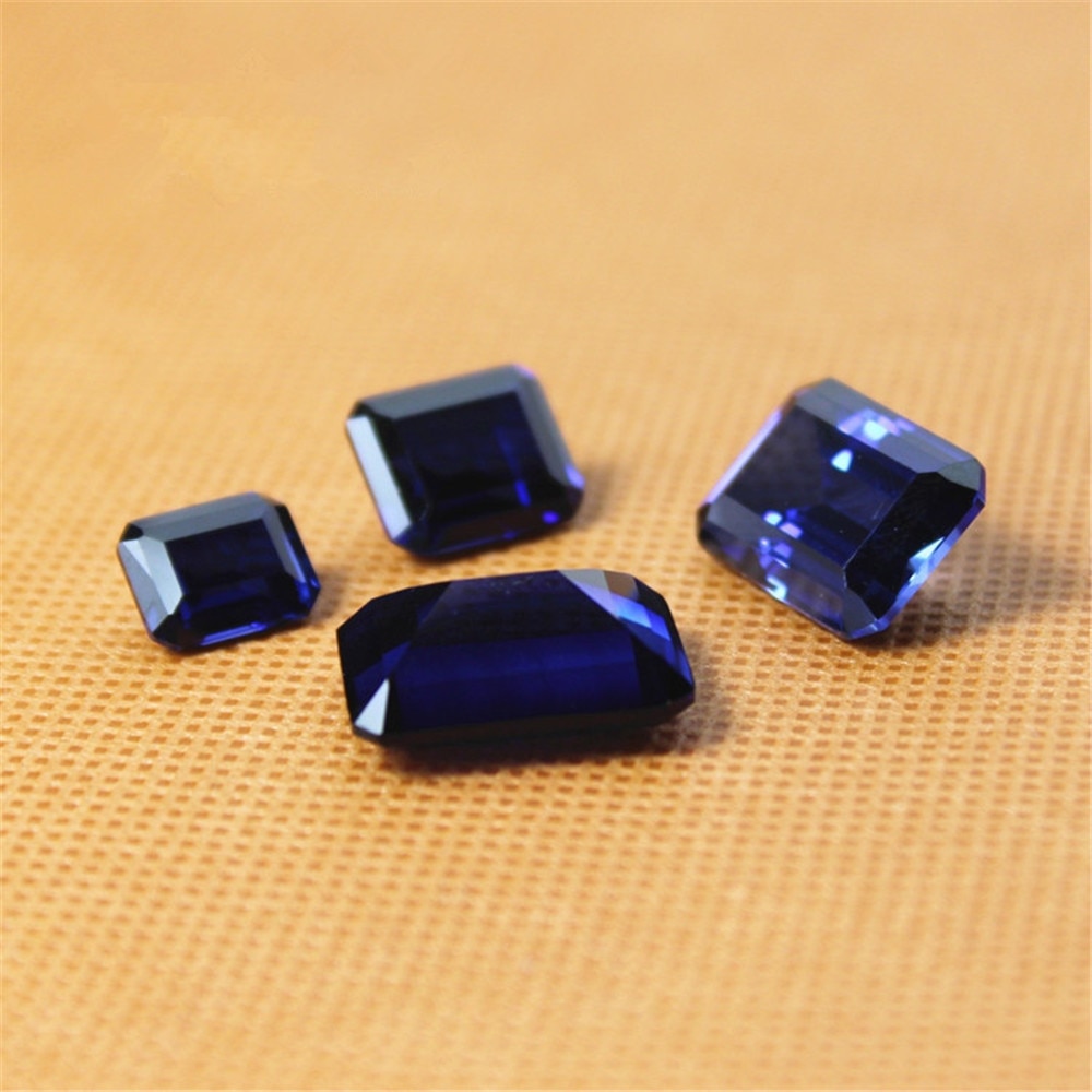 Joanlyn Sapphire Rectangle Faceted Gemstone Emerald Cut Sapphire Gem Multiple Sizes to Choose C36S