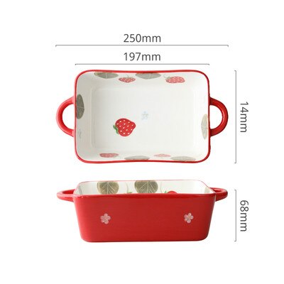 Ceramic Baking Dish Roasting Lasagna Pan Rectangular Dish Bakeware Pan with Handle Oven Kitchen Baking Tool Dinner Plates: 1000ML
