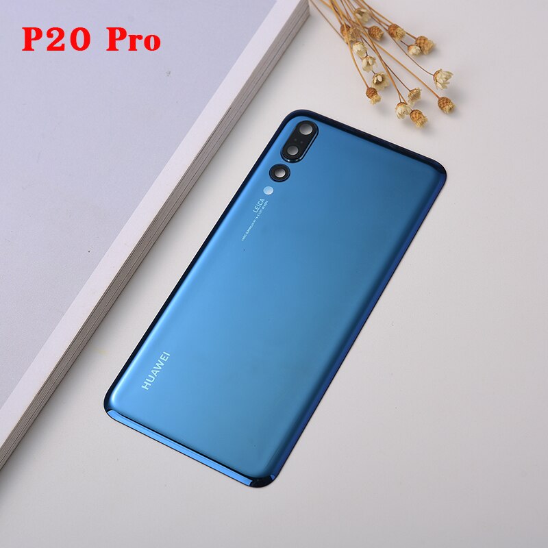 Huawei  p20 pro  p 20 bagcover batteri glas bagdør kabinet panel taske til clt -al01 eml -al00 & kamera linse telefon udskiftning: P20 pro blå