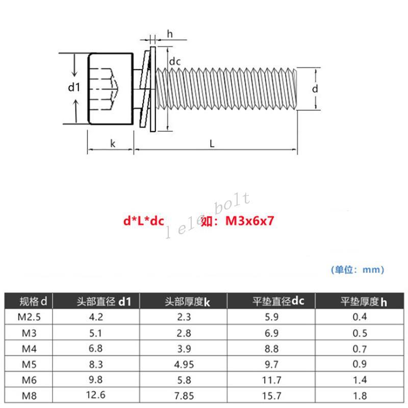 M3 M4 304 Edelstahl Hexagon Buchse Schrauben Tasse Kopf sechseckig Bolzen Schraube murmeln Dichtung Kombination