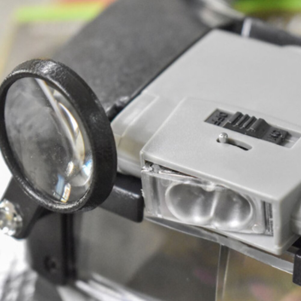 Lupa de microscopio con luz LED, lente de aumento de 1,5x 3X 6,5x 8X para casco, diadema de cristal, gafas de aumento para costura DIY o uso de reparación