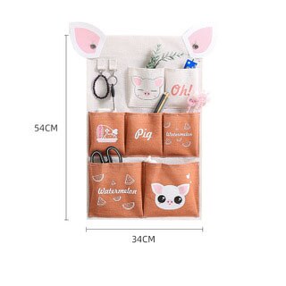 panda mønster vegghengt garderobe arrangør mangfoldig oppbevaringspose smykker hengende veggpose heng kosmetikk leker arrangør: E