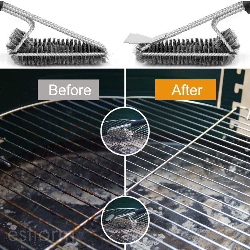 Grill Brush and Scraper,18 inch stainless steel Wire Barbecue cleaning brush,BBQ cleaner for Weber Gas/Charcoal Grilling Grates