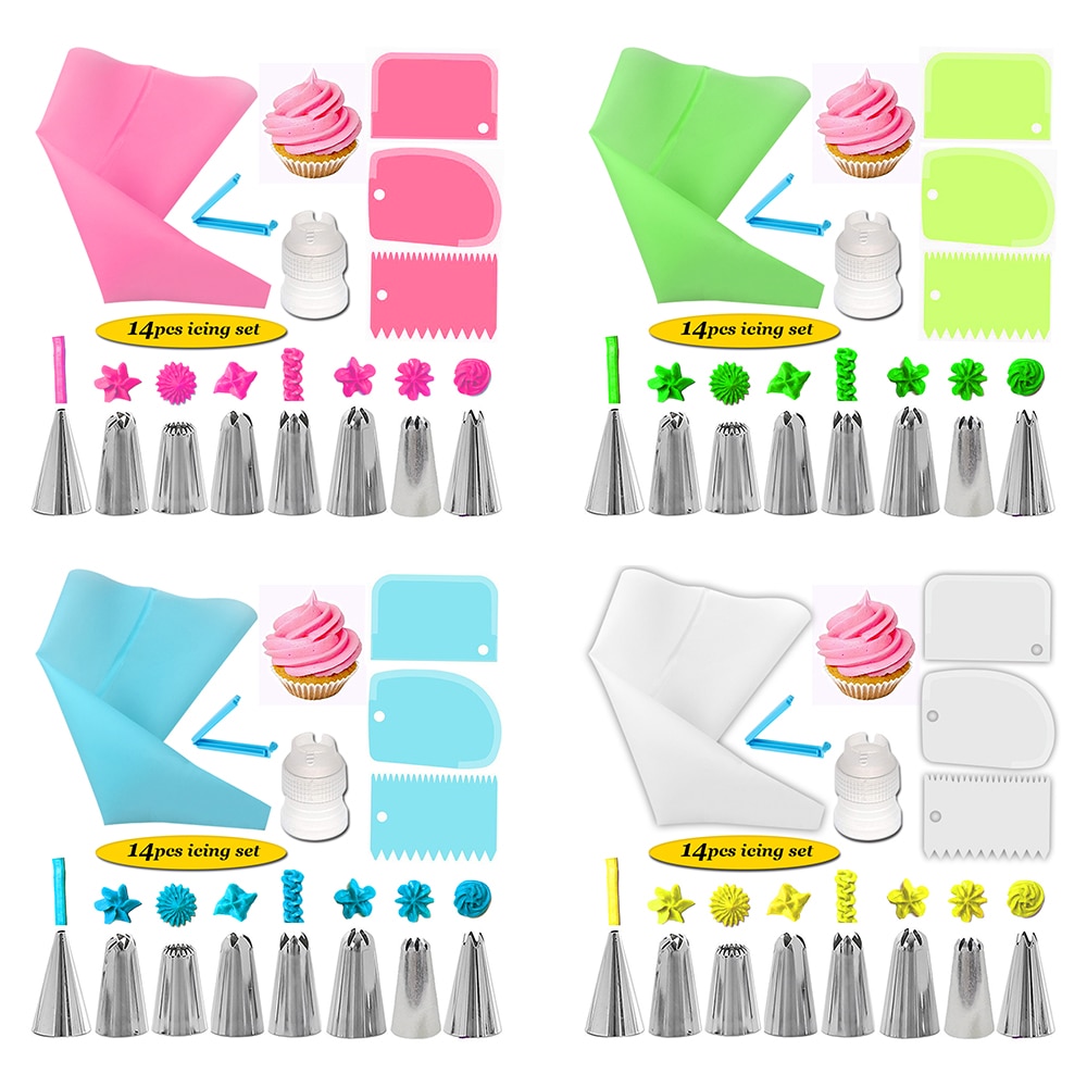14 Stuks Cake Decorating Kit Rvs Piping Nozzle Tips Bakken Set Voor Cake Cookies Piping Nozzle Tips Bakken Set