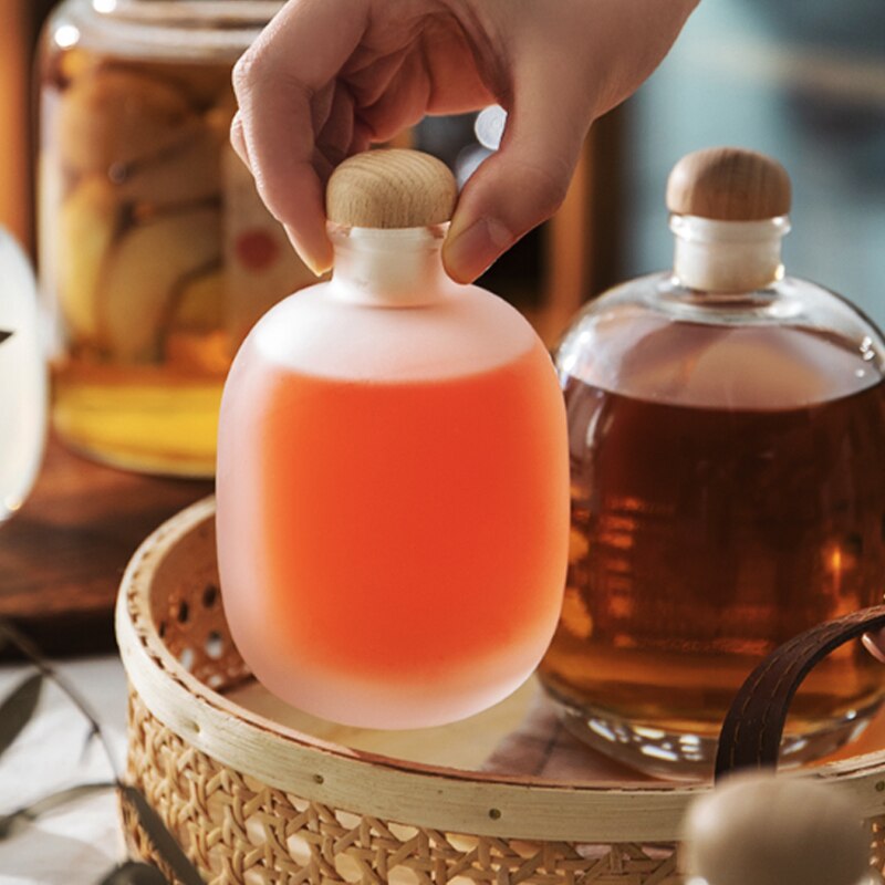 Wijn Fles Glas Lege Fles Mousserende Wijn Glazen Fles Afgesloten Pot Wijn Zelfgemaakte Groene Pruim Verdelen Wijn Flessen