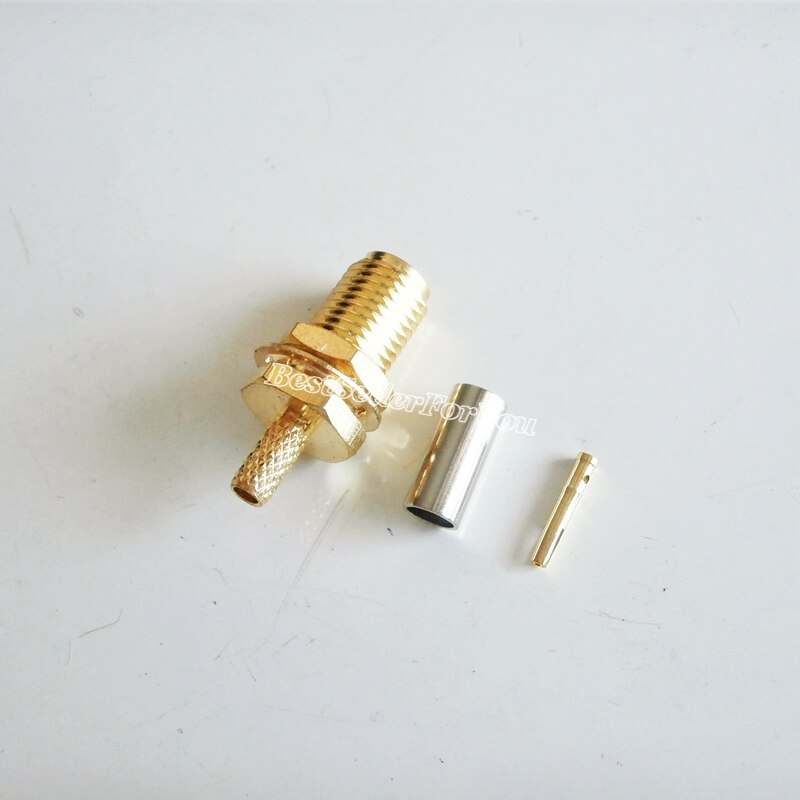 10 Uds. Conector hembra SMA tuerca engarzado de mamparo para RG174 RG316 RG179 Cable RF