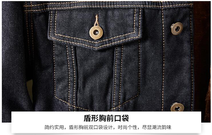 Vinter herre jakke og frakk varm fleece denim jakke herre jean jakker outwear mannlige cowboy