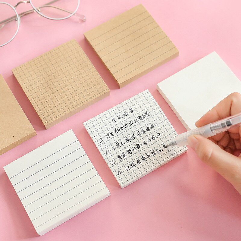 80 Sheets Office Memo Pad Sticker Index Sticky Notes Eenvoud Kraftpapier Briefpapier Zelfklevende Plakken Blank Memorandum