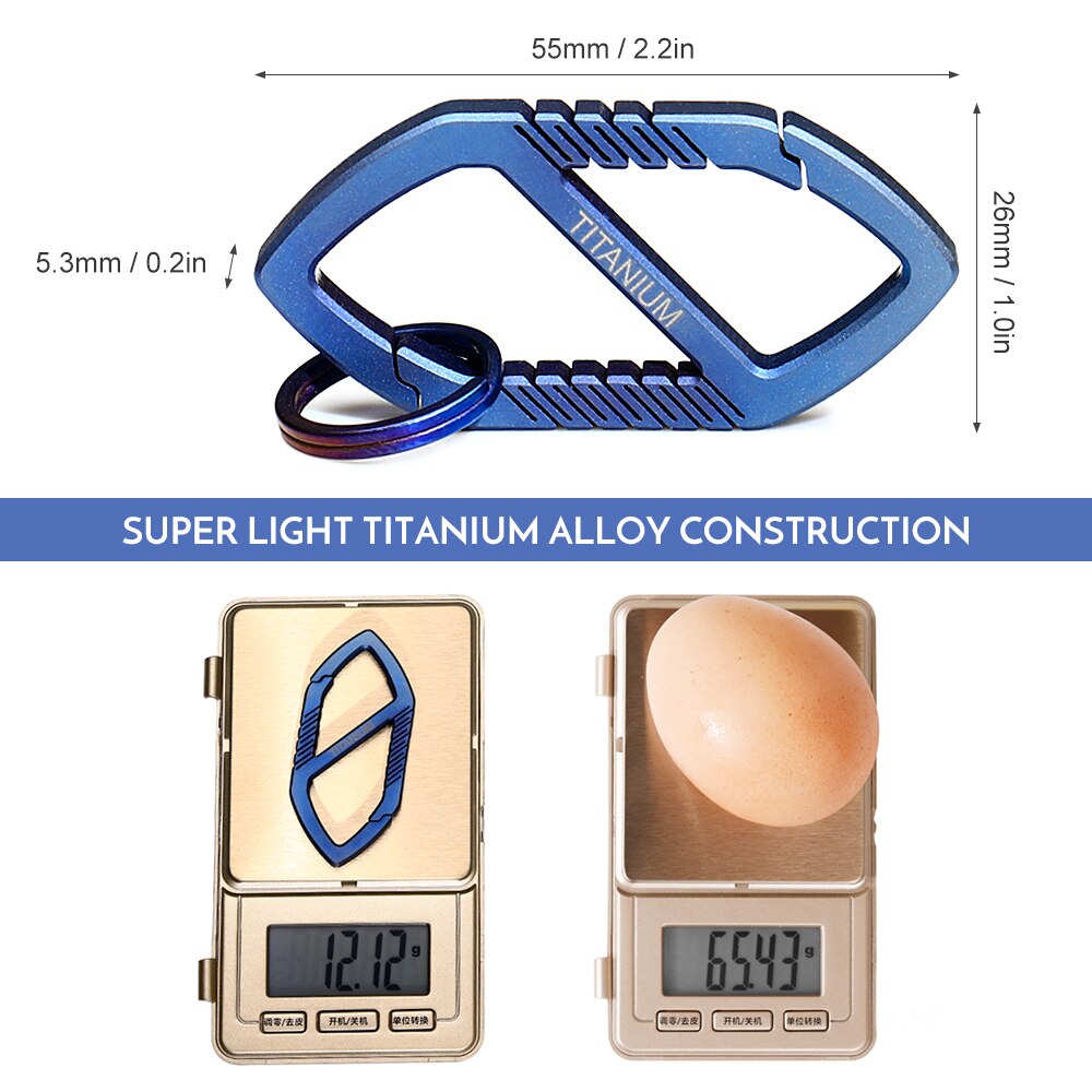 Titanium karabinhage ultralet titanium legering nøglering karabinhage hurtigudløsningsholder med nøglering titanium karabinhage