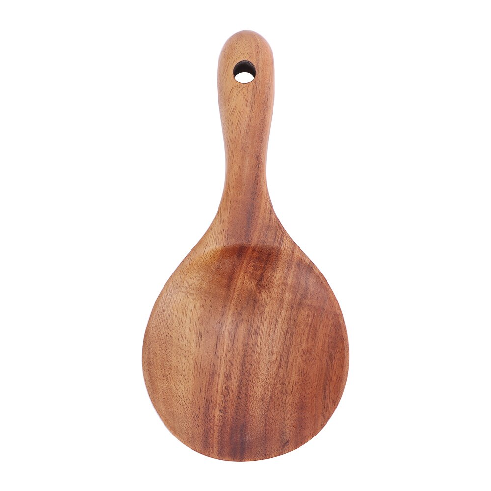 Naturlig tre skje øse ris lang skaft skje suppe matlagingsskje teak dørslag skimmer øse kjøkkenutstyr av tre: G