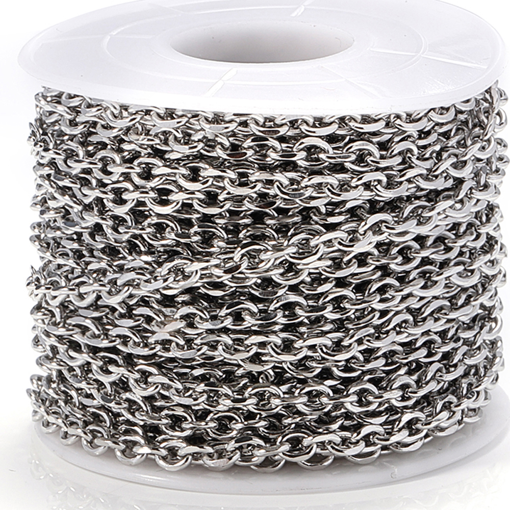 1 metr wysokiej jakości 4mm łańcuszki ze stali nierdzewnej dla DIY tworzenia biżuterii naszyjnik w kształcie litery O bransoletka kabel Link Chain Handmade