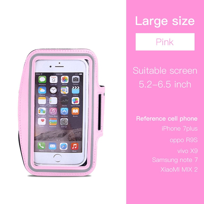 Funda deportiva brazalete resistente al agua 4,0 inch 6,5 pulgadas para teléfono móvil para iPhone 7 8 Plus Samsung Xiaomi carcasas de teléfono Huawei: Large Pink