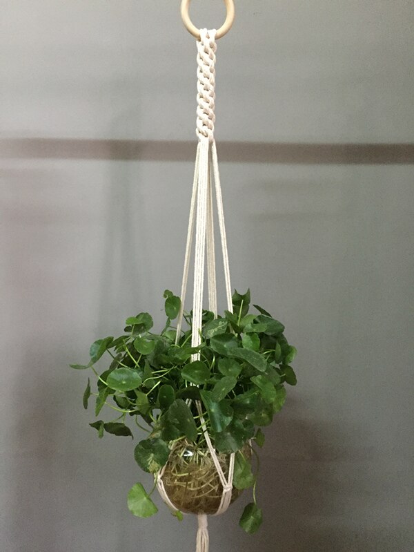 Aankomst Hanmade Kleurrijke Macrame Plant Hanger Opknoping Pot Beige Groen Rood Khaki Donker: Beige