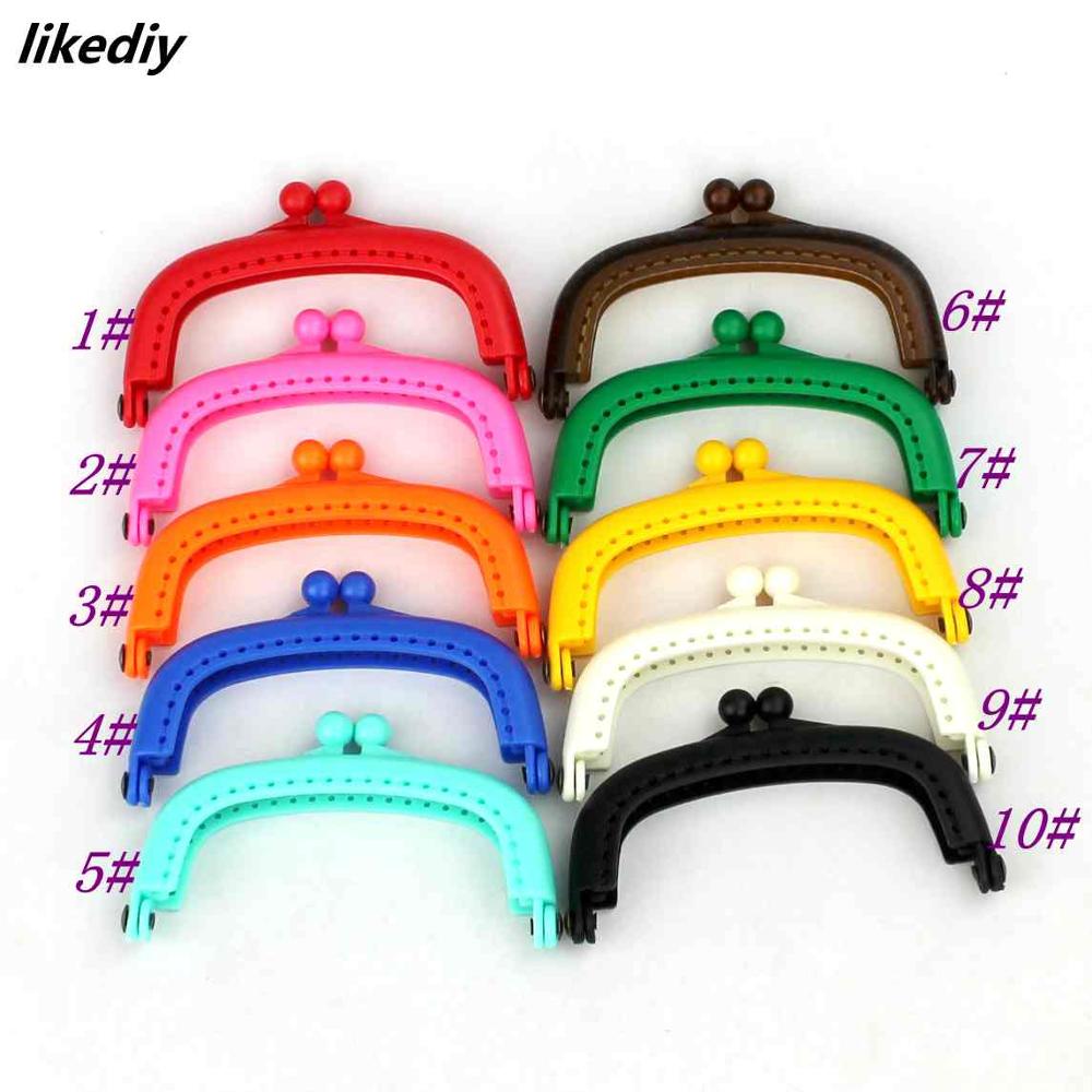 10 Pcs/Lot 8.5 CM Candy Color Arc Resin Plastic Purse Frame With Hole Kiss Clasp Lock DIY Bag Accessories