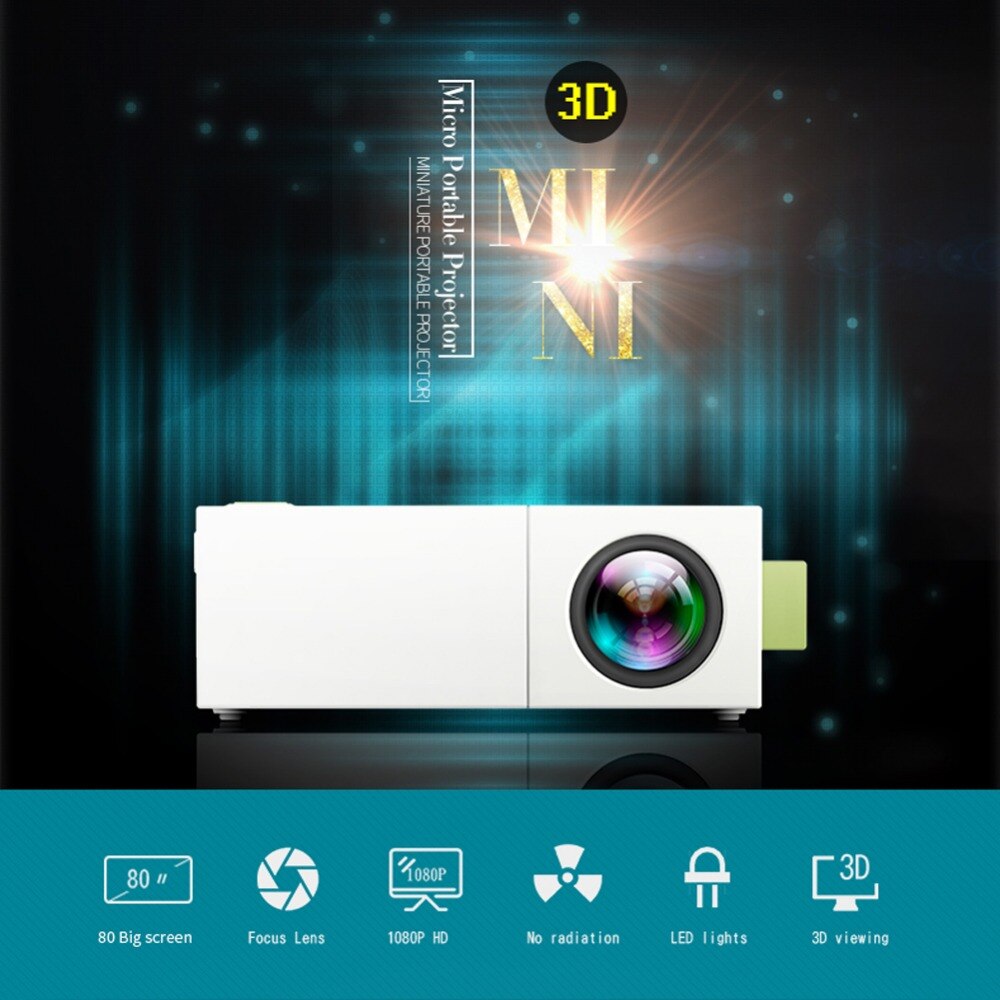 YG310 Mini Portable LCD Projector Home Theater Proyector USB SD AV HDMI 600 Lumens 1080P HD LED Portable Projector
