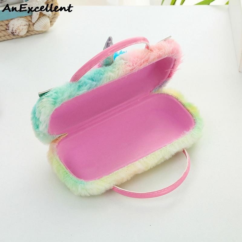 Kawaii – boîte à lunettes licorne, portable, mignon, Animal de dessin animé, pour filles, enfants, étui à lunettes, , papeterie scolaire