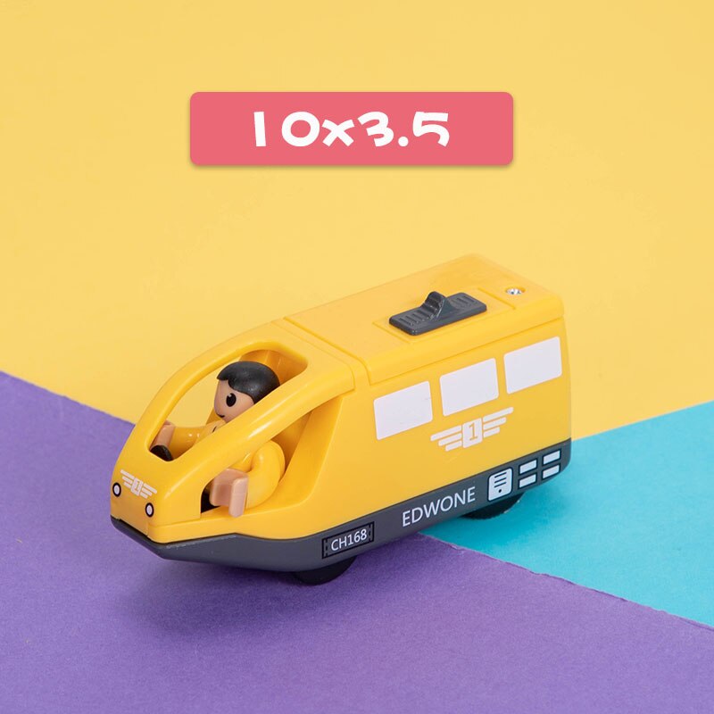 Bambini Treno Elettrico Giocattoli Set Treno Diecast Slot Giocattolo Adatto per Standard di Legno Treno Ferrovia: EDWONE Yellow